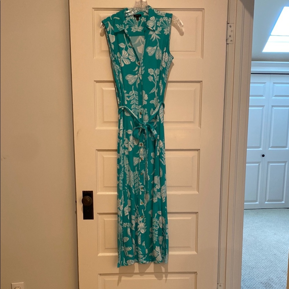 Talbots green Resort Maxi Sundress with Notched Collar